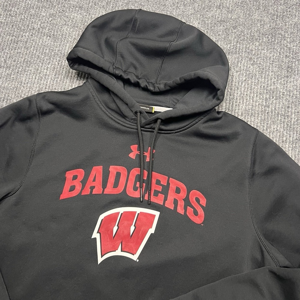 Under Armour Wisconsin Badgers Football Hoodie Men's Medium Storm 1 Tech Black